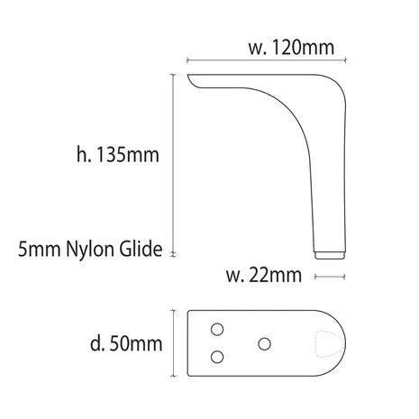 Valentino 140mm Leg Brushed Aluminium