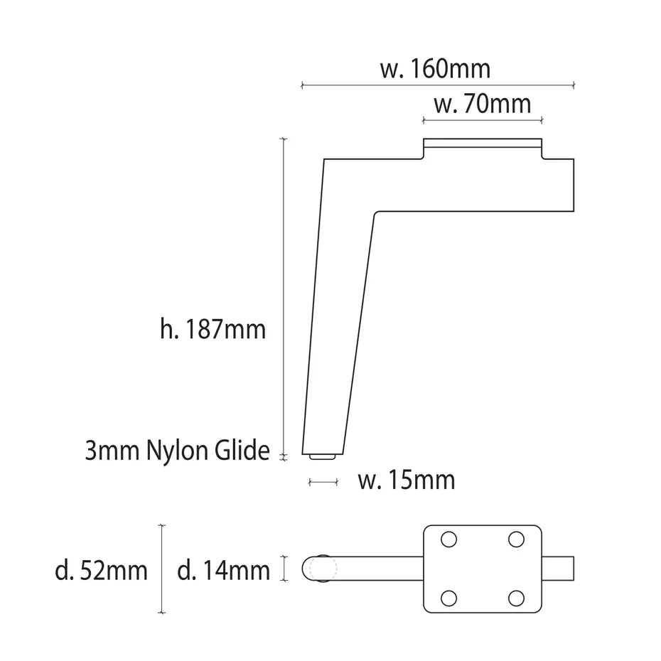 Zenith 190mm Leg Satin